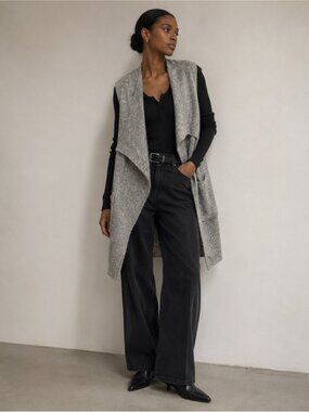 Sisters Sleeveless Waterfall Knit Vest – Grey – S/M